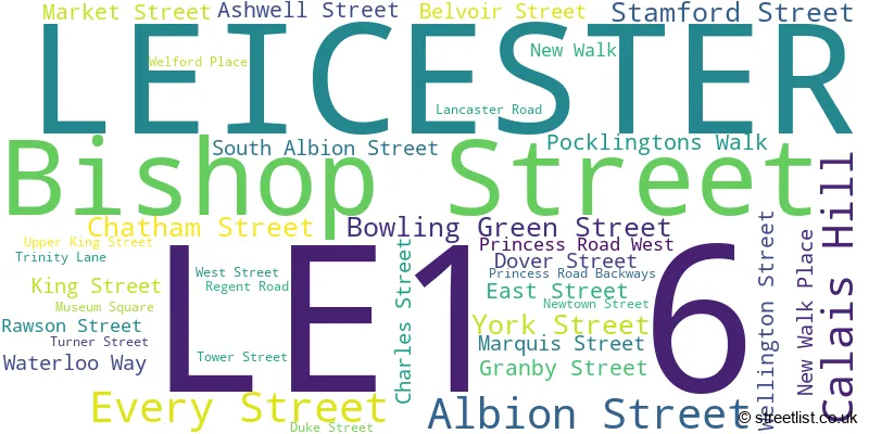 A word cloud for the LE1 6 postcode
